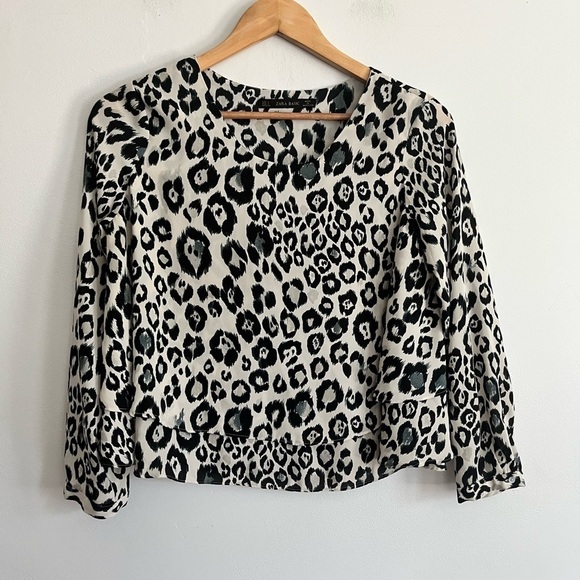 Zara Leopard Print Semi Cropped Blouse - Picture 4 of 7